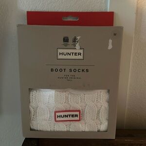 NEW Hunter Boots Tall White Cable-knit Cream Socks size M